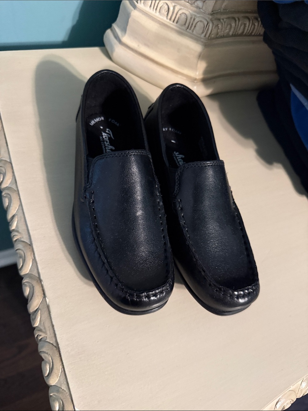 Florsheim Black Leather Slip-On Kids Dress Loafers